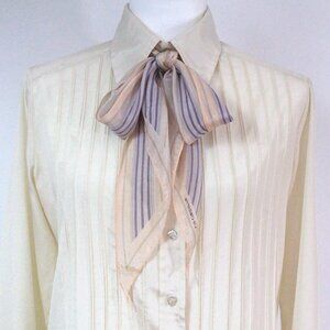 LIZ CLAIBORNE blush pink scarf, Vintage hair accessory, long striped sca…